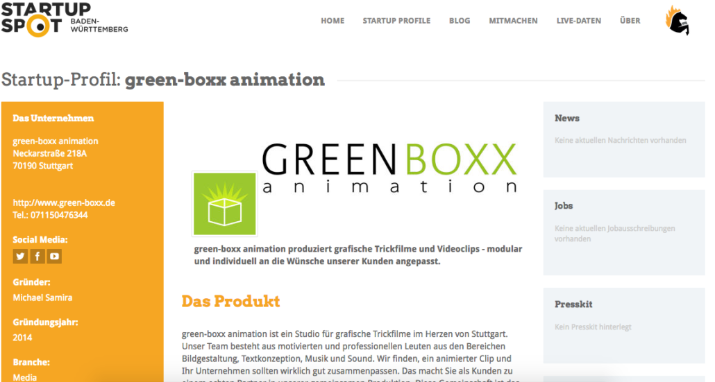 Das Spot-Profil von green-boxx animation